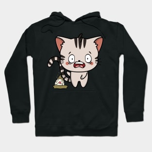 Funny tabby Cat steps on a dirty diaper Hoodie